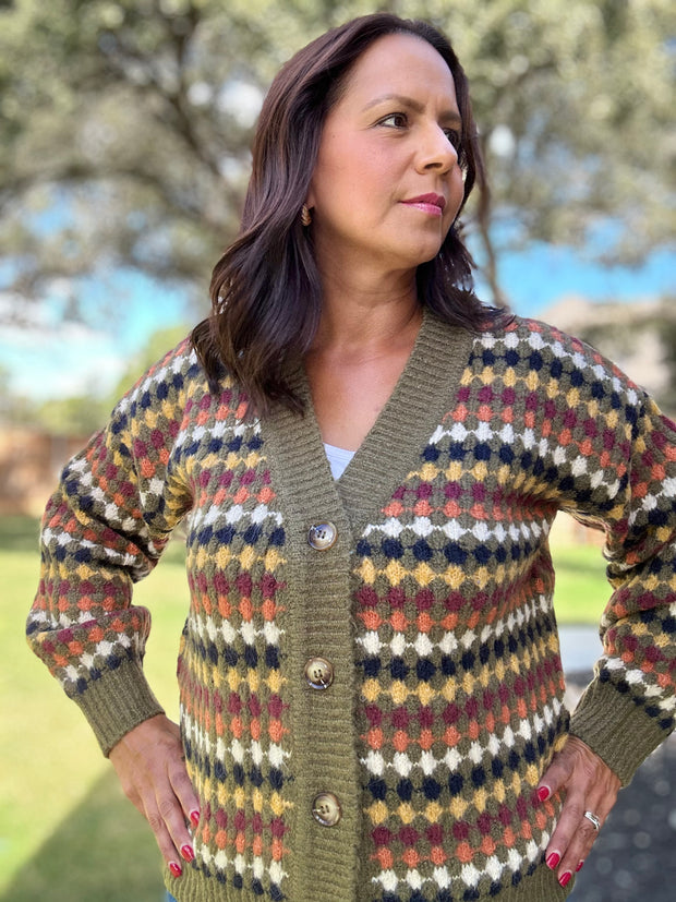 Olive Multicolor Cardigan