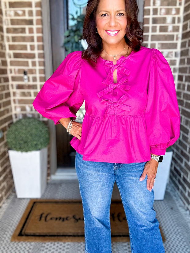 Magenta Peplum Top