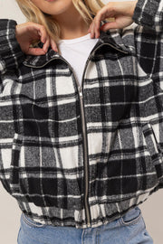 Plaid Shacket - Black & White