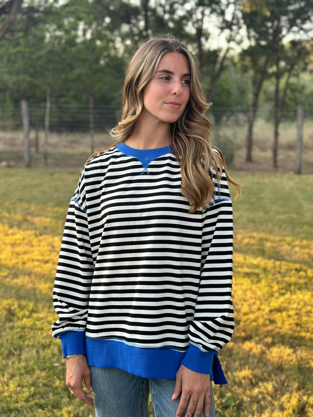 The Comfy Striped Top - Black & White