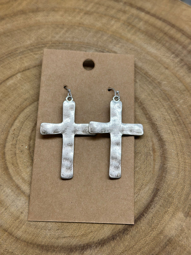 Silver Hammered Cross
