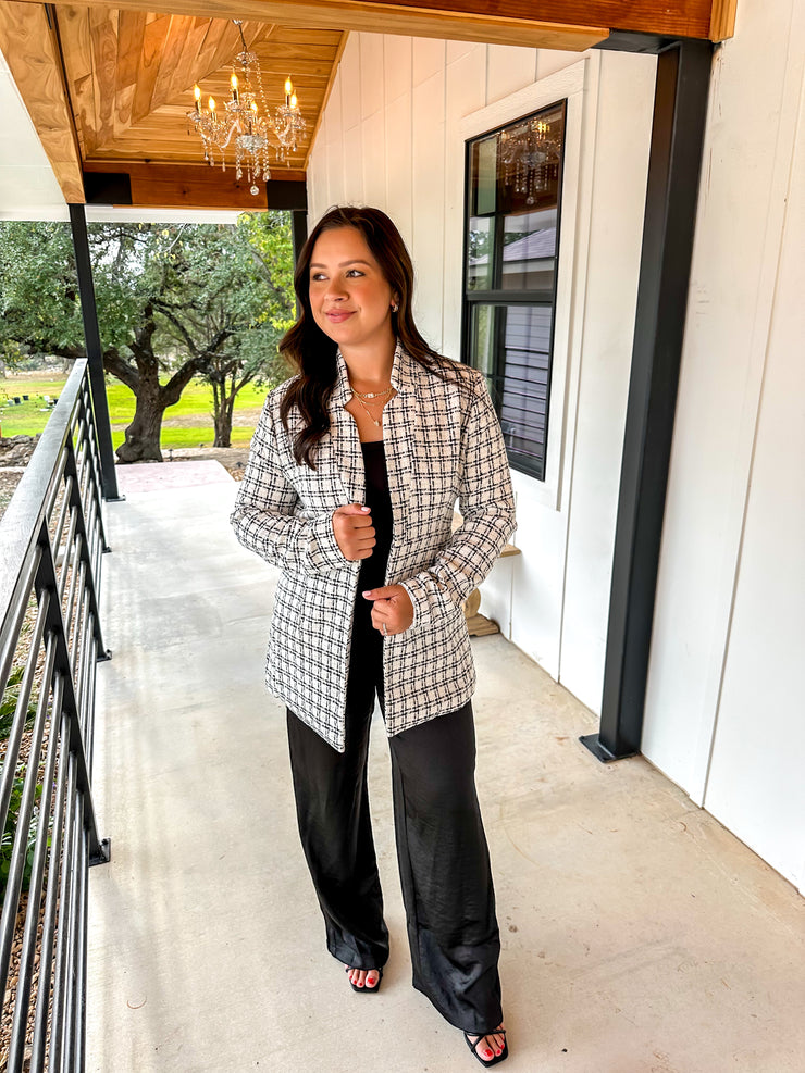 White Tweed Blazer Jacket