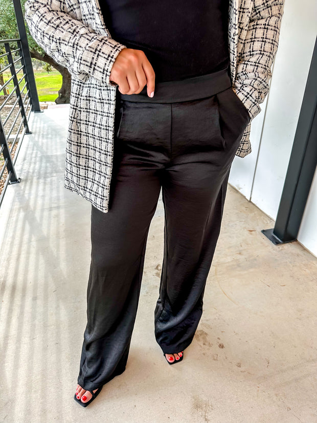 High Waisted Satin Pants