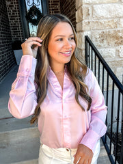 The Spring Satin Top - Light Pink