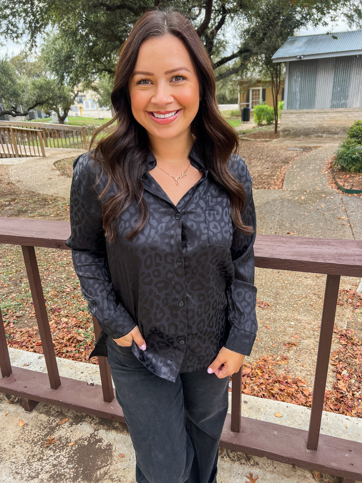 Bubbly Babe Leopard Top - Black