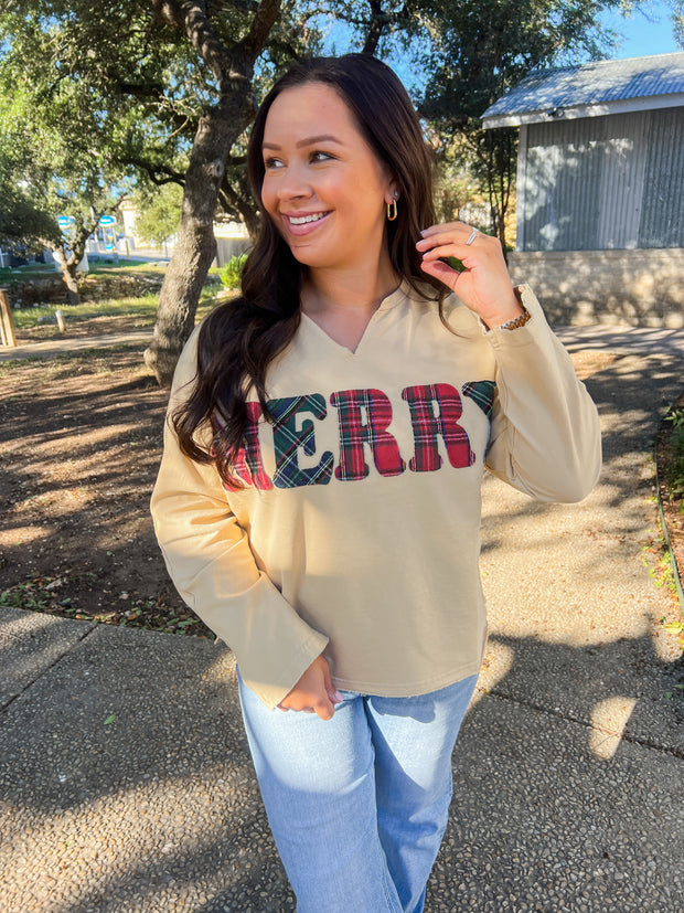 Merry Plaid Mineral Wash Top