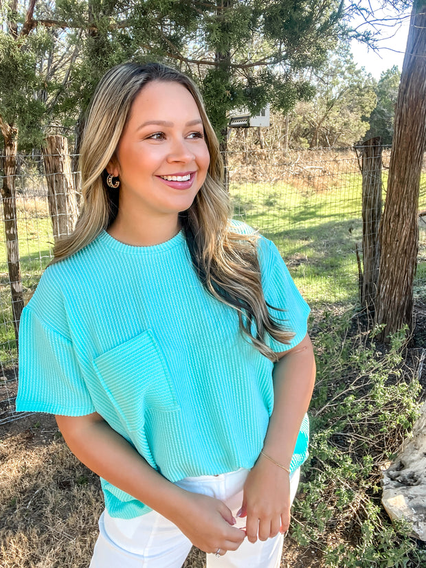 Step Into Spring Ribbed Top - Mint