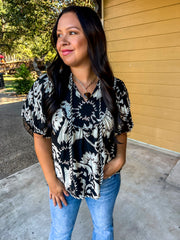 The Sophie Printed Top - Black