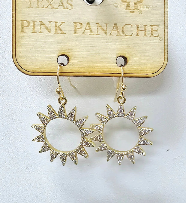 Pink Panache Gold Sunburst Earrings