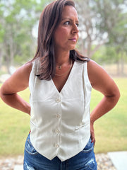 Faux Leather Cream Vest