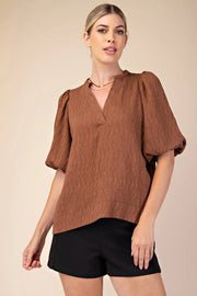 Totally Textured Top - Chestnut