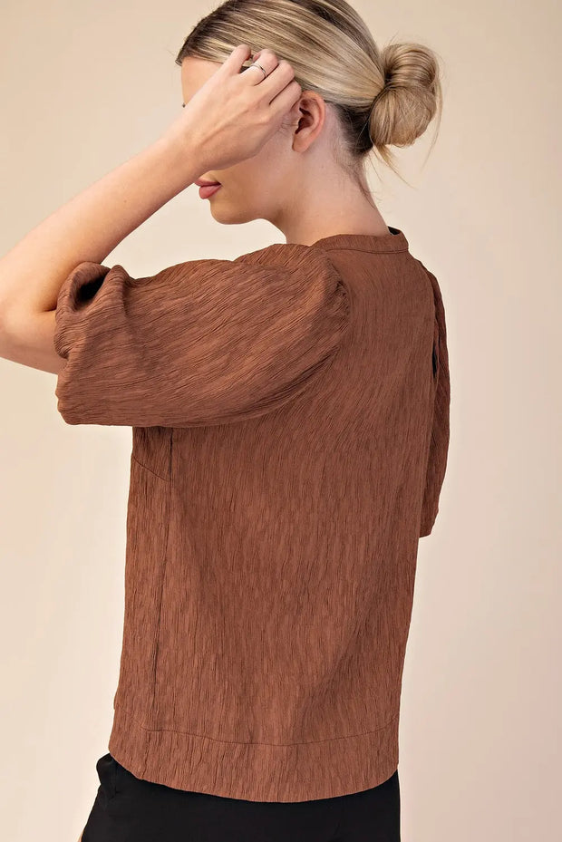 Totally Textured Top - Chestnut
