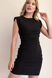 Ruched Mini Dress - Black