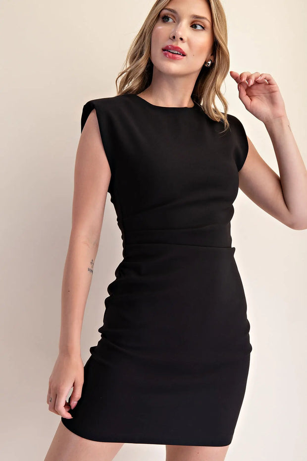 Ruched Mini Dress - Black