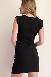 Ruched Mini Dress - Black