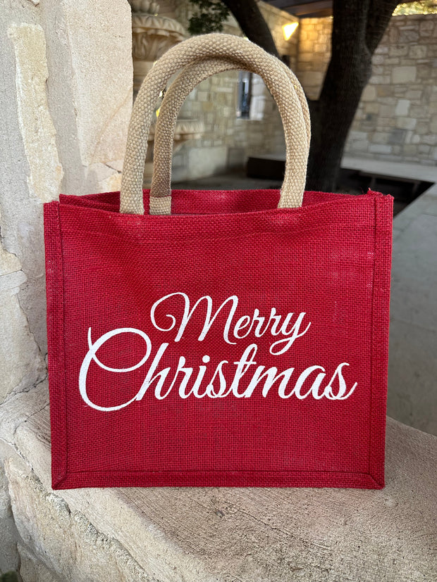 A Classic Christmas Jute Gift Bag