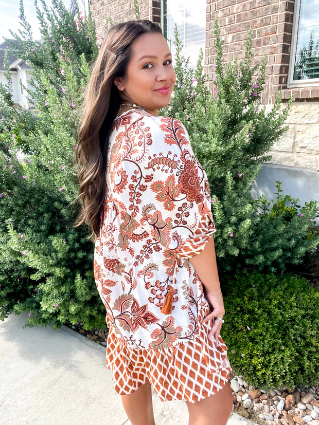 Summer's End Printed Dress - Rust