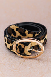 Classic Oval Buckle Faux Leather Belt