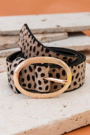 Classic Oval Buckle Faux Leather Belt