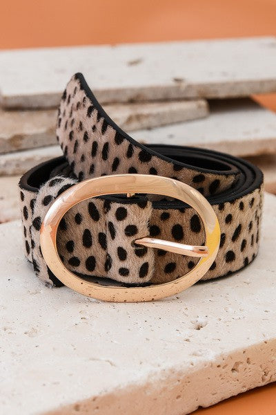 Classic Oval Buckle Faux Leather Belt