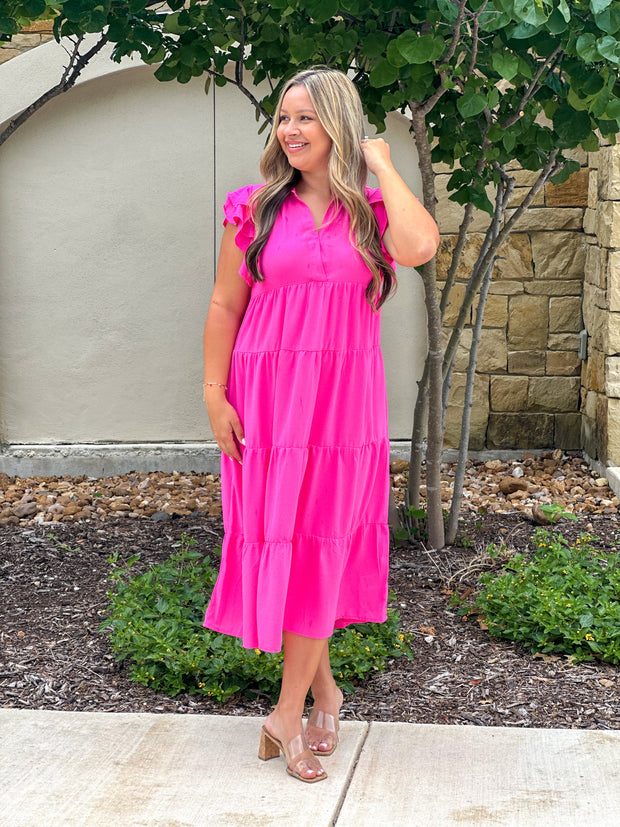 A Pink Summer Midi Dress