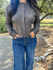 Manor Crew Neck Cardigan - Mocha
