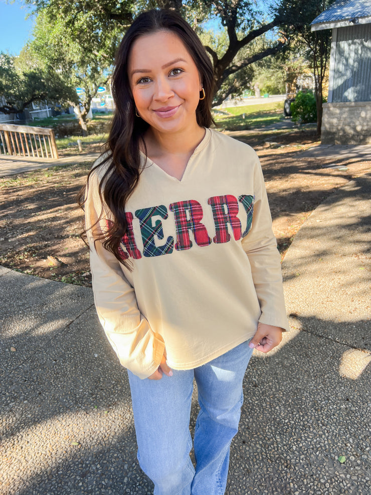 Merry Plaid Mineral Wash Top