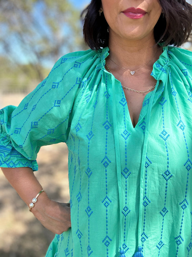 Spring Skies Embroidered Dress