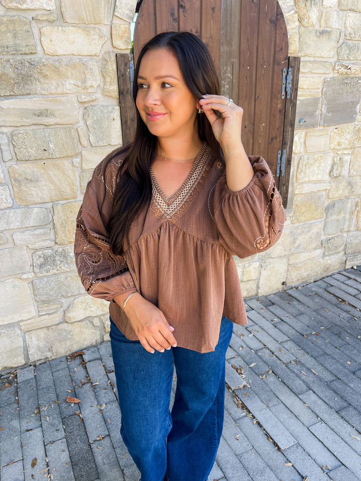 Effortless Boho Inspired Top - Brown