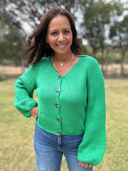 Chunky Green Cardigan Sweater