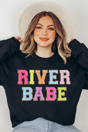 River Babe Oversized Graphic Fleece Sweatshirts