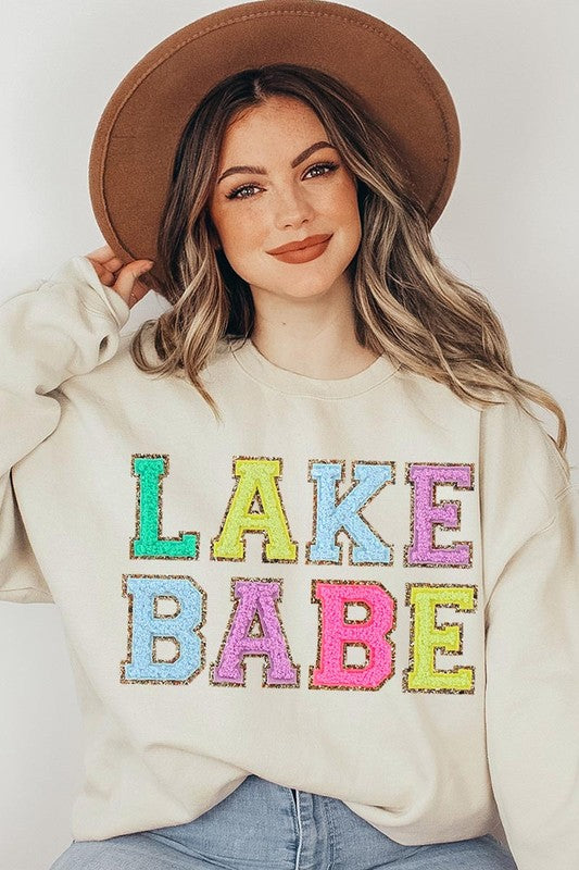 Lake Babe Oversized Graphic Fleece Sweatshirts