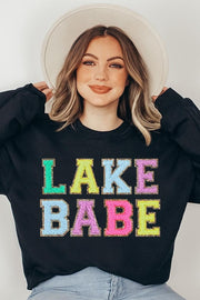 Lake Babe Oversized Graphic Fleece Sweatshirts
