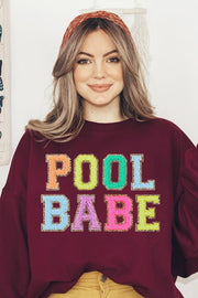 Pool Babe Oversized Graphic Fleece Sweatshirts