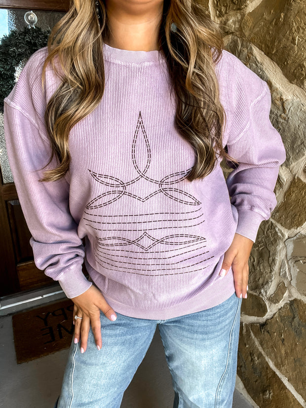 Boot Stitching Lavender Pullover