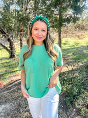 Step Into Spring Ribbed Top - Kelly Green