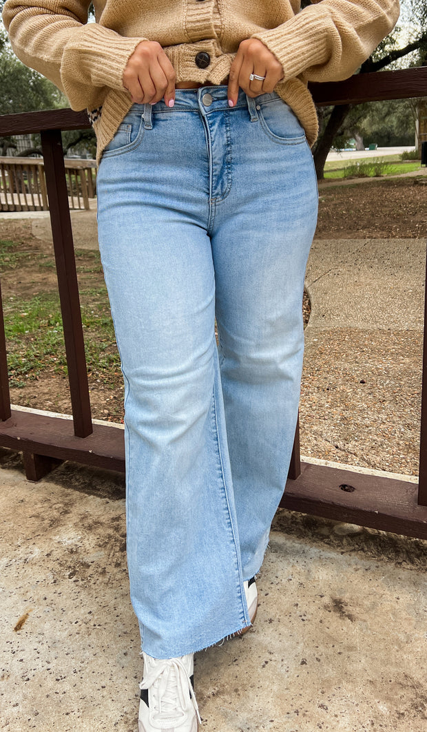 River Risen Crop Wide Leg Jeans