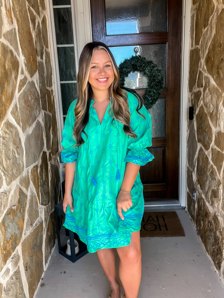 Spring Skies Embroidered Dress