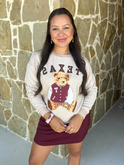 Benny the Bear Pullover - Maroon Texas