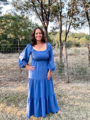 Smocked Tier Maxi Dress - Blue