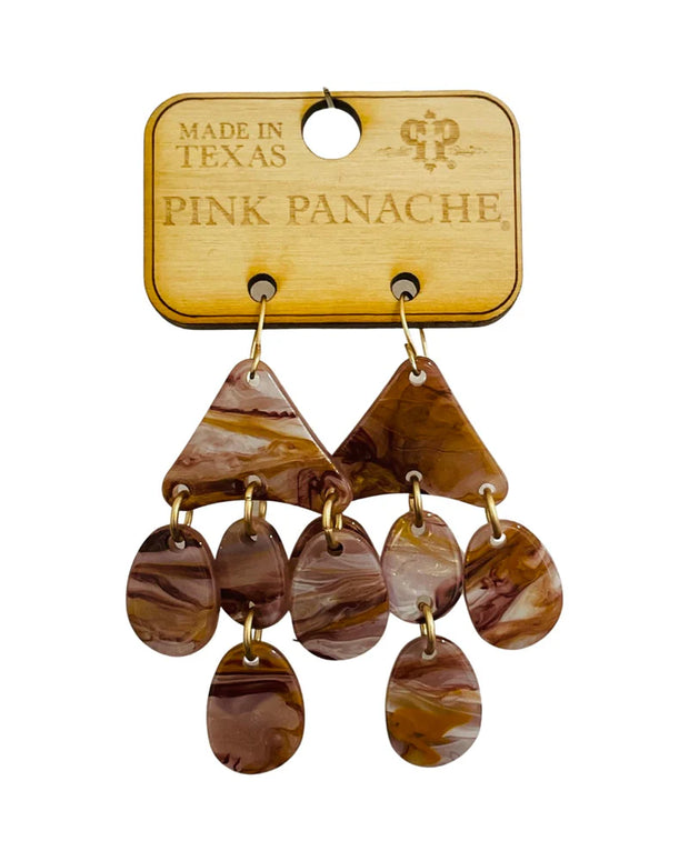 Pink Panache Brown Abstract Earrings
