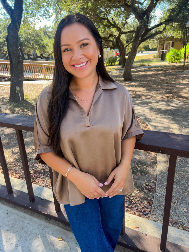 Sweet Satin Top - Mocha