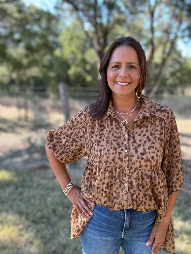 Leopard Tiered Top