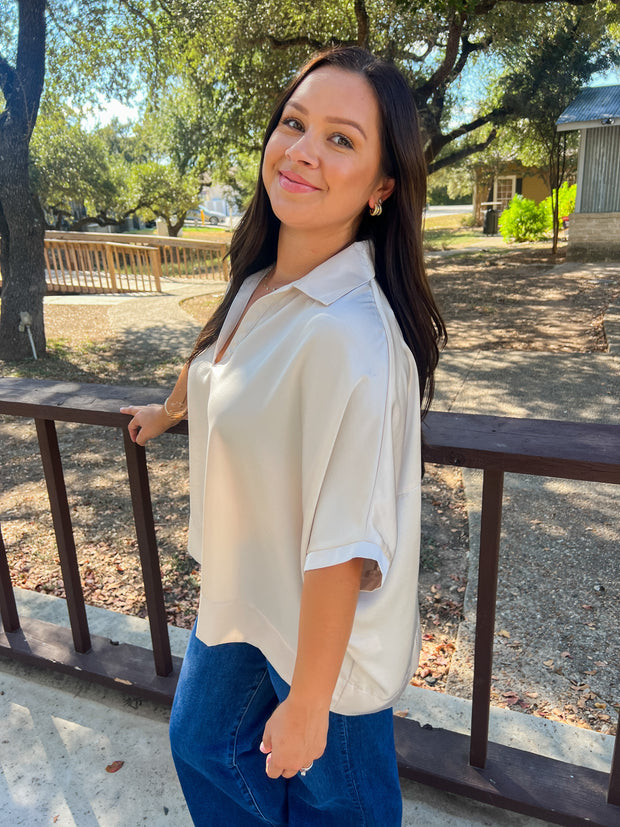 Sweet Satin Top - Cream
