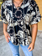 The Sophie Printed Top - Black