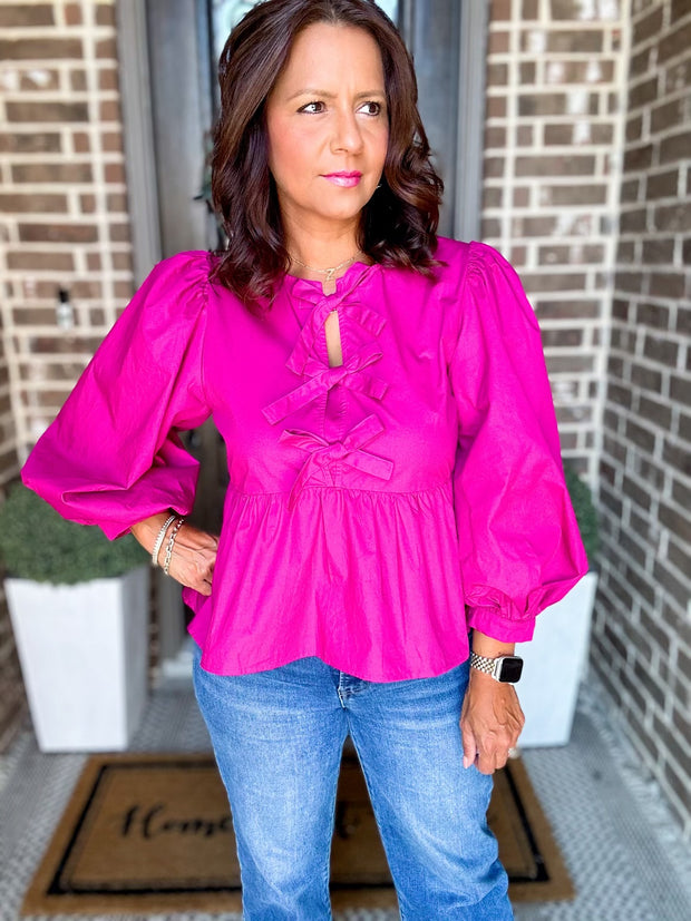 Magenta Peplum Top