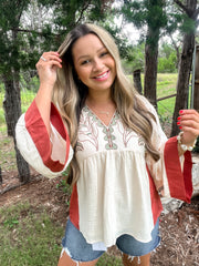 Boho Embroidered Top