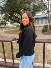 Half Zip Collared Sweater - Black