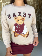 Benny the Bear Pullover - Maroon Texas
