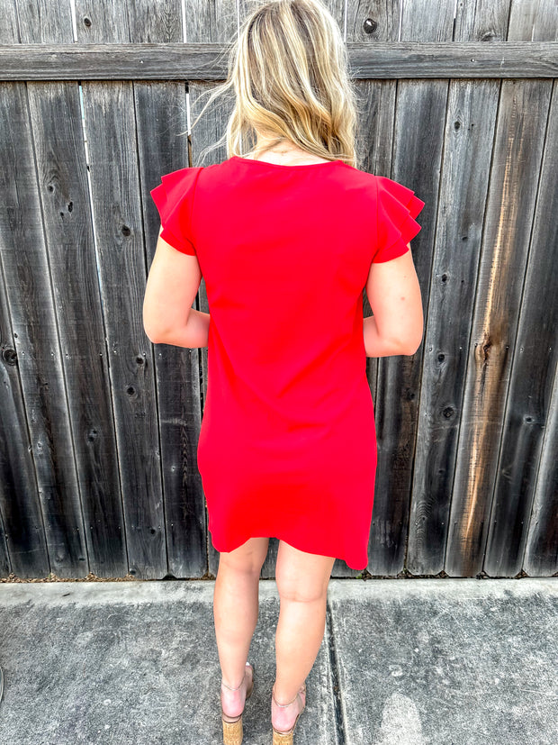 Ruffle Tunic Dress - Red